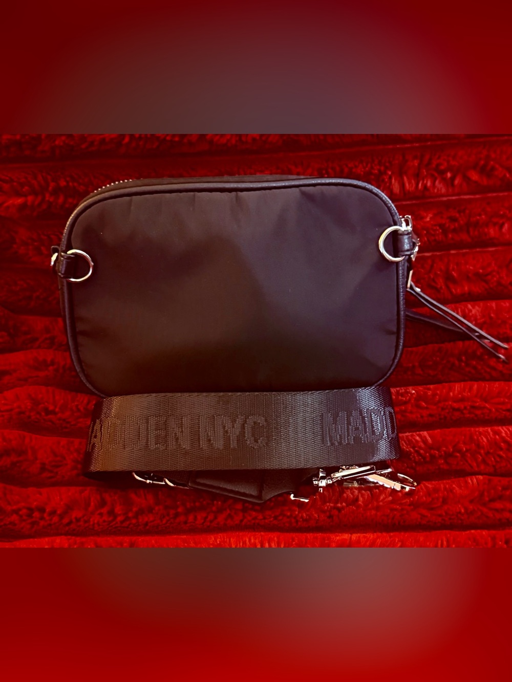 Madden NYC Black Nylon Belt Bag with Logo Strap - Picture 2 of 5